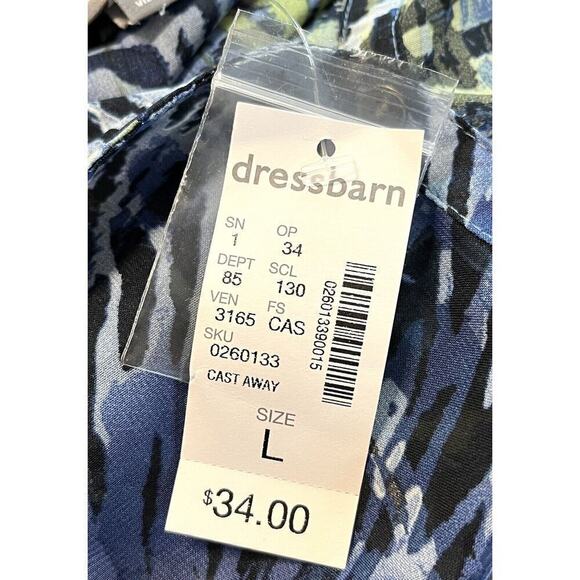 Roz & Ali Animal Print Blouse Top Front Knot Button Up Blue Size L New - Picture 8 of 12